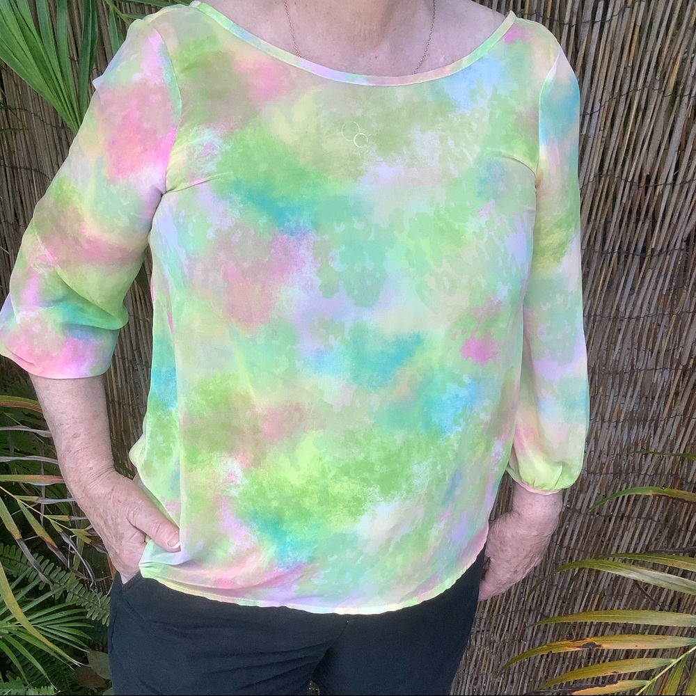 Watercolor pastel lightweight sheer blouse